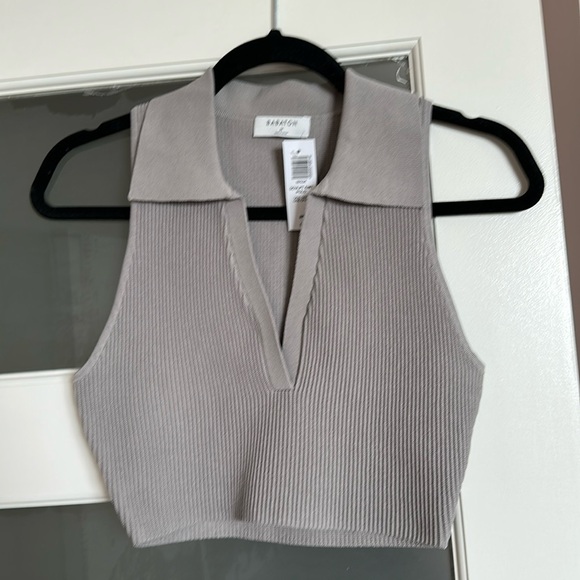 Aritzia Babaton Sculpt Knit Polo Opal grey - Picture 2 of 4